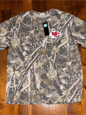 NFL Kansas City Chiefs Gray Camo Tee with Logo Patch